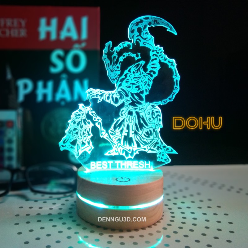 Đèn Ngủ 3D  Khắc Hình BEST THRESH 16 Màu Kèm Điều Khiển, Cáp Sạc