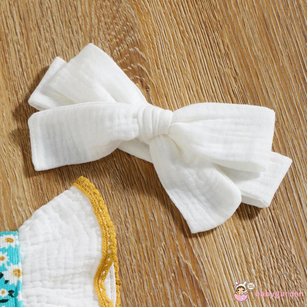 Bộ áo liền quần cổ vuông họa tiết hoa cúc kèm băng đô cho bé gái 0-18 tháng tuổi