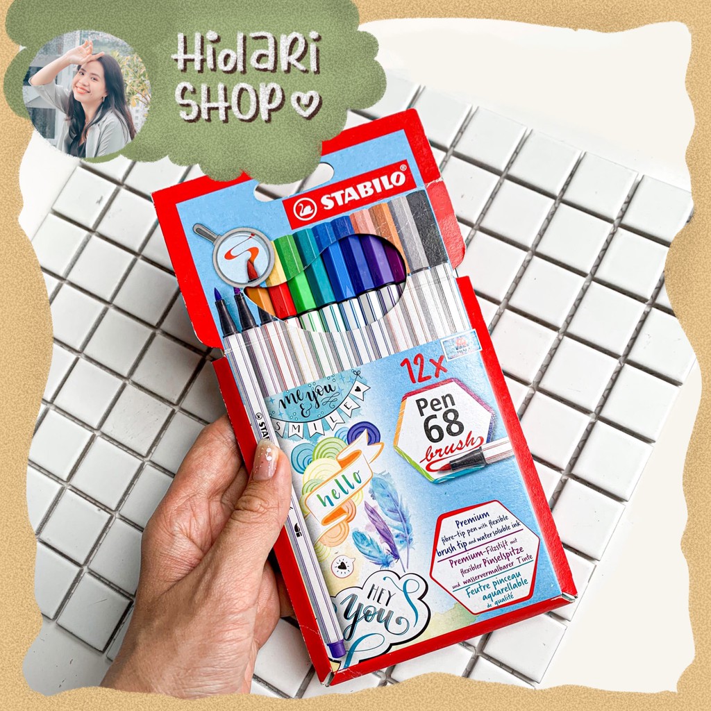 Bộ 12 cây Bút Luyện Chữ Thư Pháp Calligraphy Stabilo Pen68 Brush // Hidari