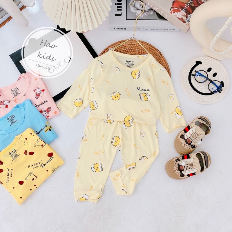 Bộ thun lạnh dài tay cho bé , Bộ Đồ Bé Trai Đồ sơ sinh Avaler Đồ ngủ bé gái Quần Áo Trẻ Em