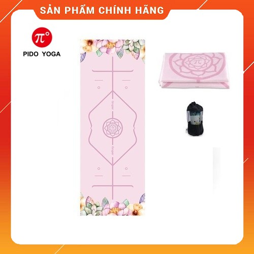 Khăn tập YOGA trải thảm Cao Cấp PIDO có 1 góc cố định chống trơn trượt, bám dính tốt - Tặng kèm túi đựng