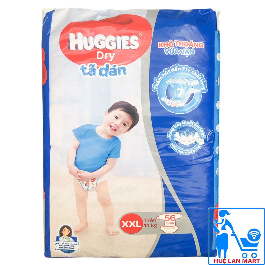 [CHÍNH HÃNG] Bỉm - Tã Dán Huggies Dry Size XXL56 (Cho bé &gt;14 kg)