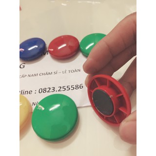 Nam châm bọc nhựa đính bảng d40mm màu sắc