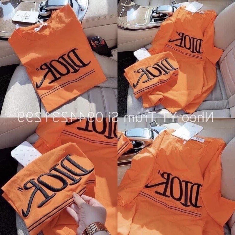 Áo phông tay lỡ to rộng trùm mông in chữ màu cam Dr