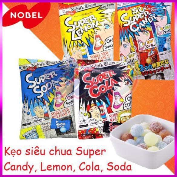 Kẹo siêu chua Super Candy, Lemon, Soda, Cola, Umeboshi (90gr) | Hàng Nội Địa Nhật