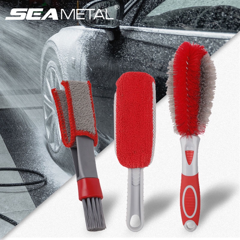 Bộ 3 cọ vệ sinh viền bánh xe hơi SEAMETAL chuyên dụng
