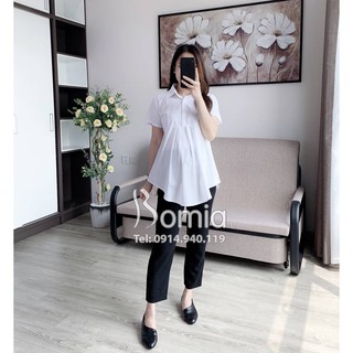 Áo bầu dáng sơ mi 1 màu