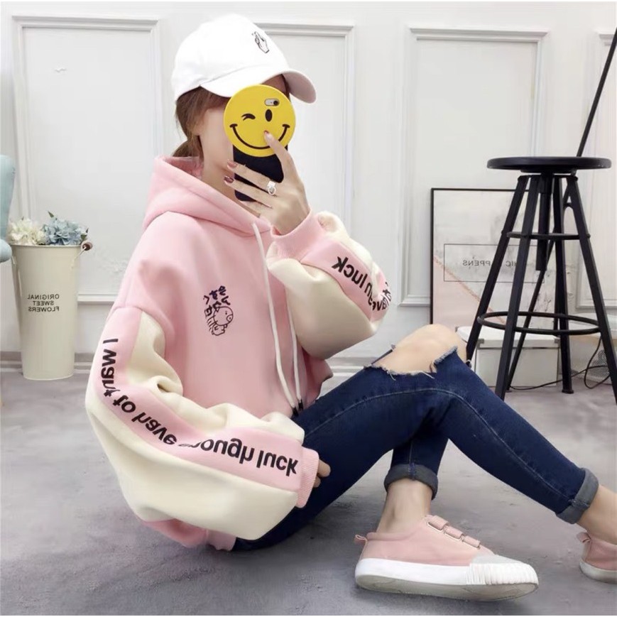Áo Hoodie Nón Chui Trùm Đầu Nữ Nam Unisex Chất Vải Nỉ Poly Mèo Răng Nanh WAH073NO