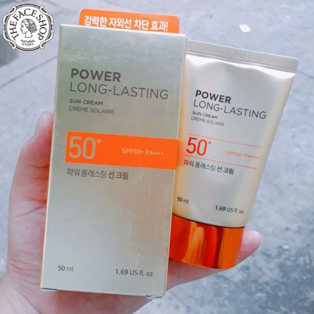 [AUTH] Kem Chống Nắng 50ml 80ml The Face Shop Đa Chức Năng NATURAL SUN ECO POWER LONG-LASTING SUN CREAM SPF50+ PA+++