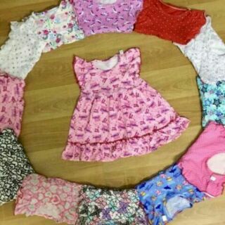Combo 4 váy thun cotton xuất khẩu cho bé 8-18kg