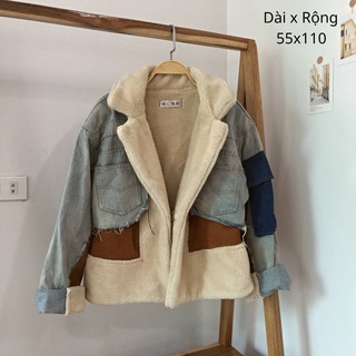 Áo khoác lông cừu 2hand/ áo khoác da lộn lót lông cừu secondhand/ áo lông cừu form Hàn quốc/ áo phối jeans