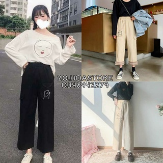 Quần kaki túi gấu box pants unisex đen be