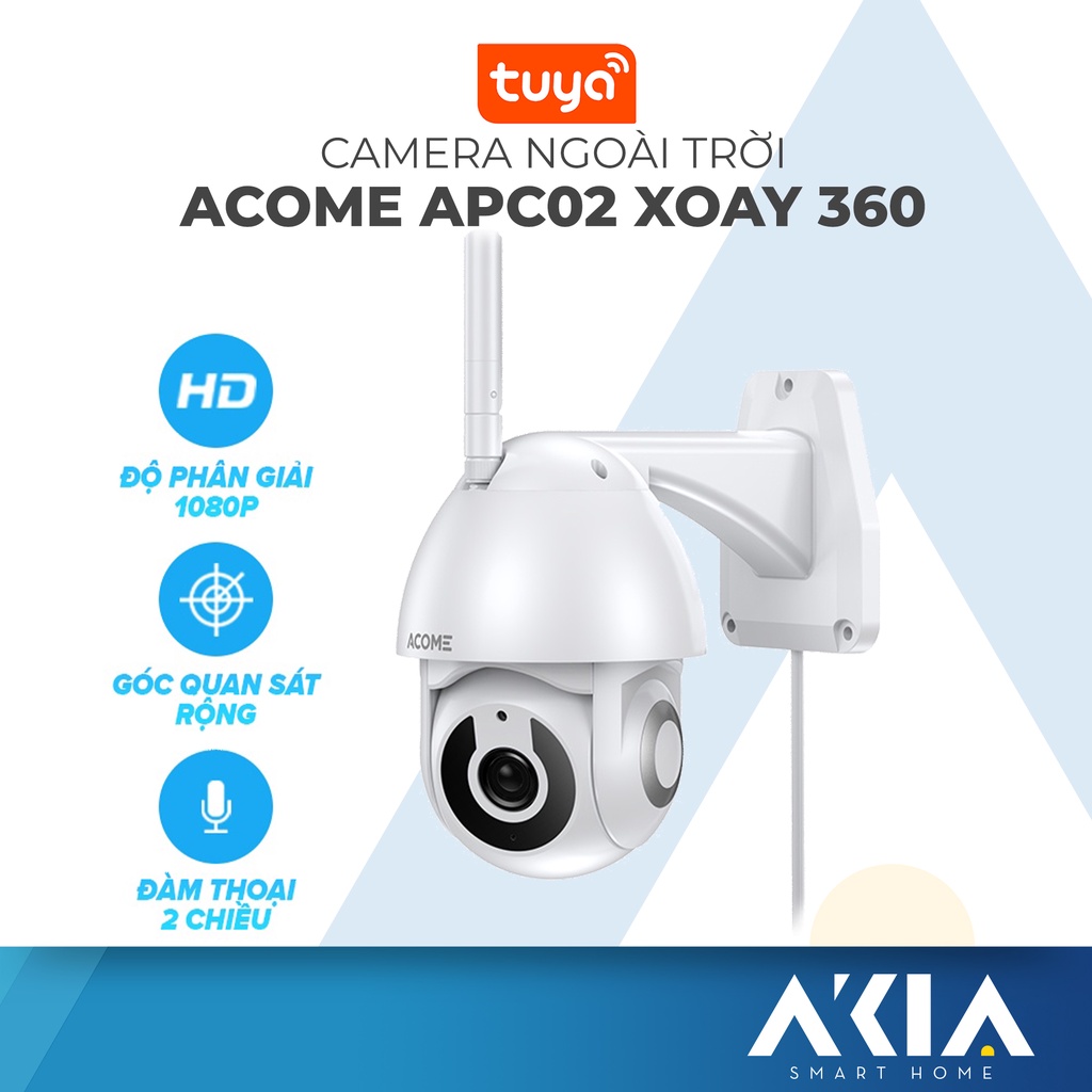 Camera ngoài trời ACOME APC02 - Kết nối wifi, xoay 360 độ, quay full hd 1080p, tương thích Tuya Smart Life