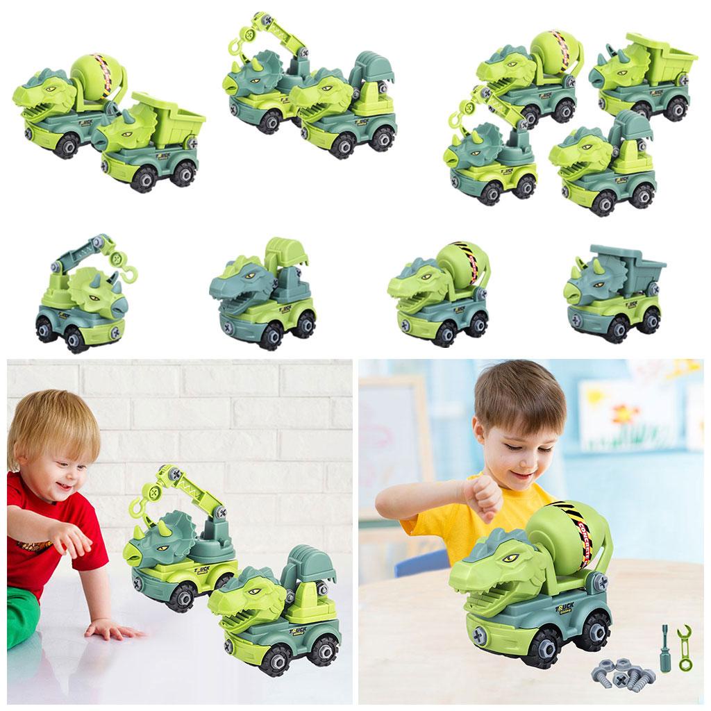 Bộ 4 mô hình xe công trường khủng long 3D cho bé