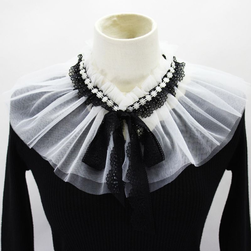 Cổ Áo Đính Ngọc Trai Giả Chất Liệu Chiffon Thời Trang Cho Nữ