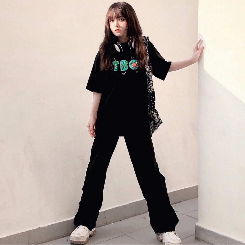 ÁO THUN TBO HOA LÁ IN BƯỚM UNISEX - ÁO PHÔNG BUTTERFLY TRẮNG ĐEN ULZZANG