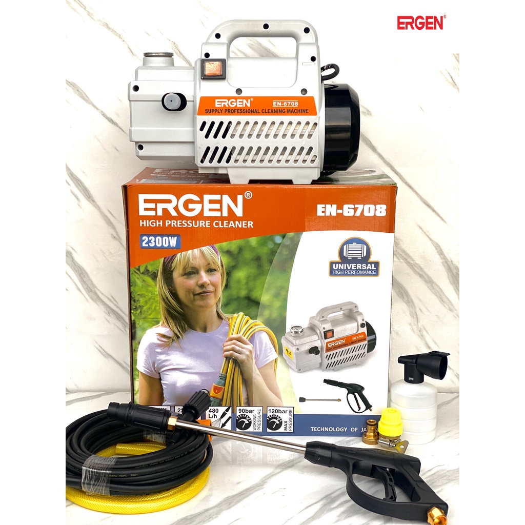 Máy rửa xe áp lưc cao ergen 2300w chất lượng cao tặng bình xịt xà bông