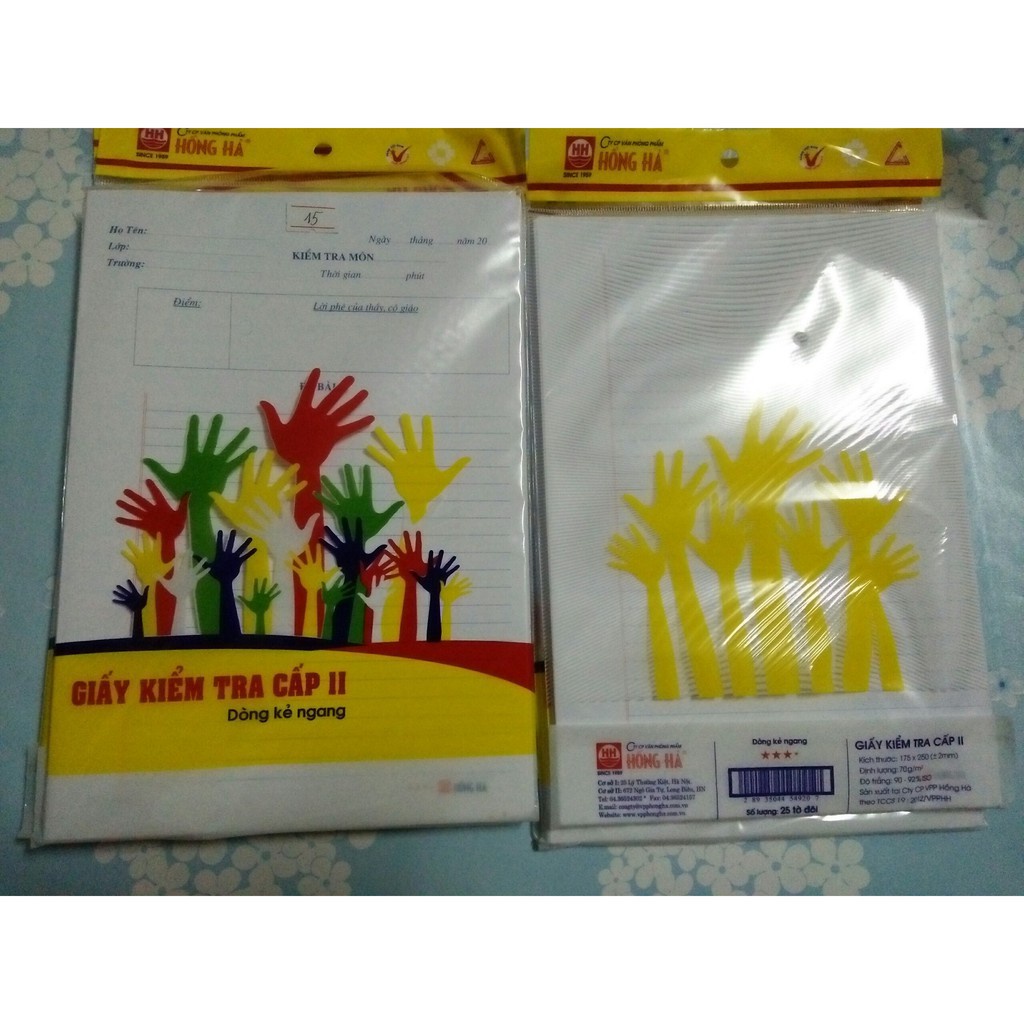 Giấy kiểm tra cấp 2 Hồng Hà 4915.