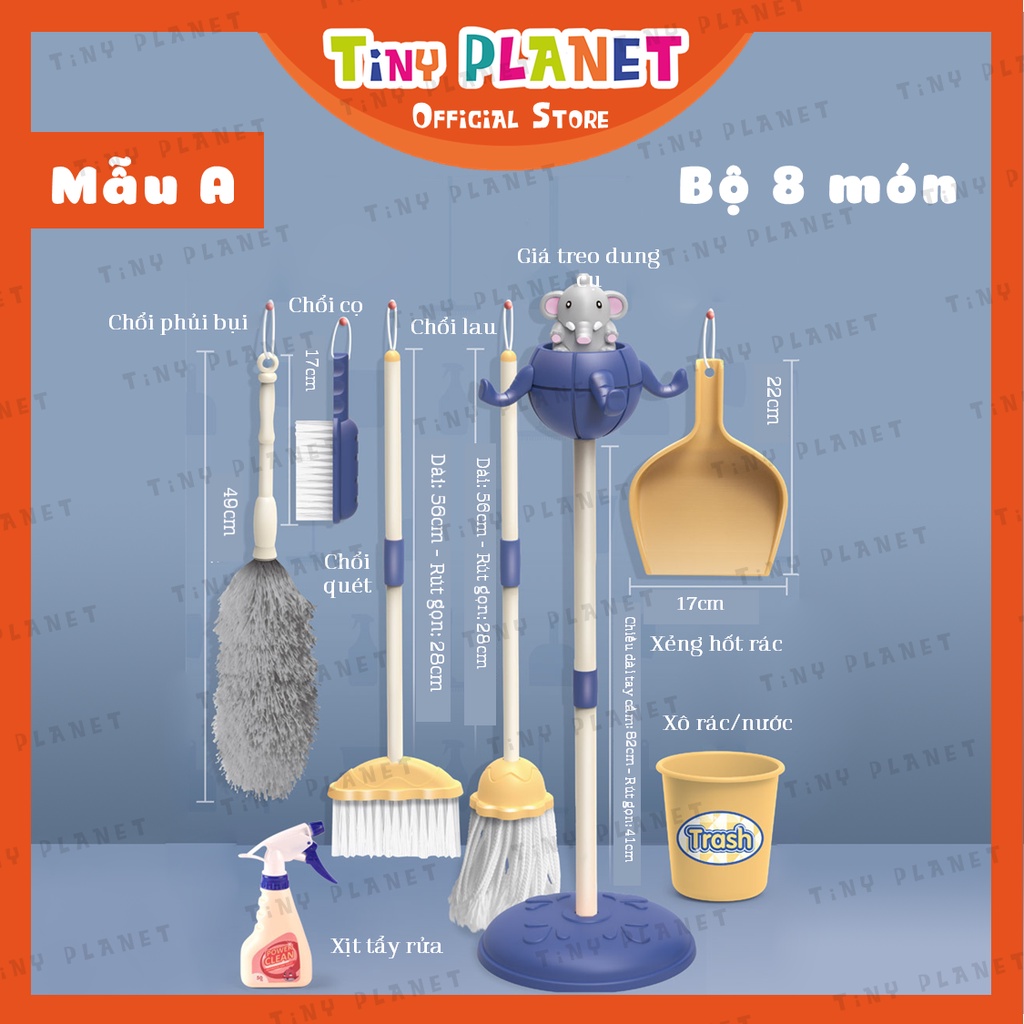 Đồ chơi lau dọn nhà cửa mini 8 dụng cụ cho bé