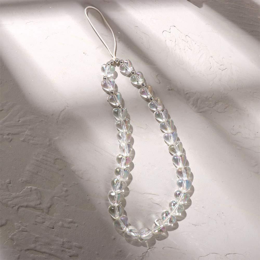 Augustine Dây Đeo Điện Thoại Xỏ Hạt Acrylic Hình Trái Tim Đỏ Làm Thủ Công Quyến Rũ Cho Nữ