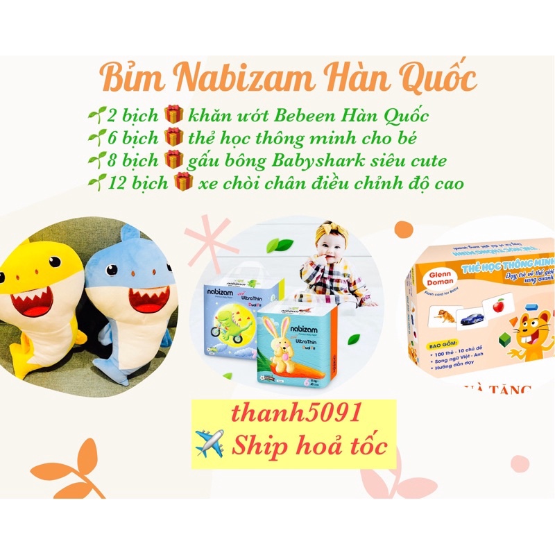 ⚡𝐐𝐔𝐀̀ 𝐓𝐀̣̆𝐍𝐆 𝐇𝐀̂́𝐏 𝐃𝐀̂̃𝐍⚡Tã NABIZAM, Bỉm NABIZAM HÀN QUỐC Dán/Quần Đủ Size S44/M40/L36/M32/L30/XL26/XXL22/3XL20