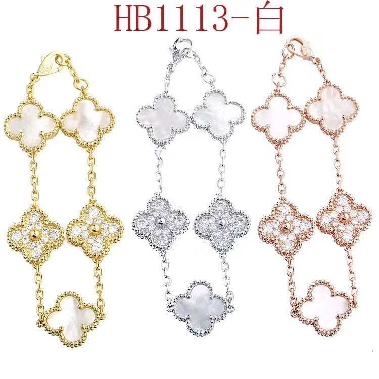 Vòng Đeo Tay Cỏ Bốn Lá Đính Kim Cương Giả Nhiều Màu Sắc