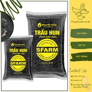 Trấu hun biochar sfarm 20dm3 - giá thể - trấu cánh, trấu hun