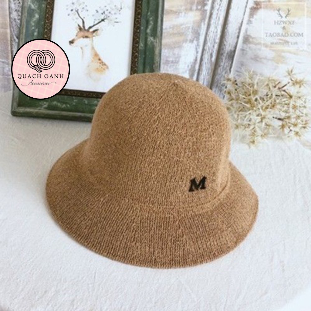 Mũ cói mềm, nón cói đi biển đính chữ M chống nắng – MC26