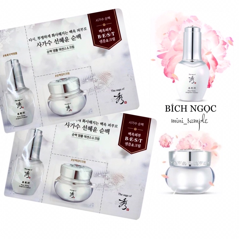 Cặp tinh chất và kem dưỡng trắng The Saga of Xiu Pure White sample 1ml