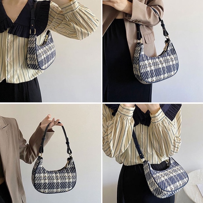 Túi Đeo Chéo Nữ Đẹp FREESHIP Túi Kẹp Nách Kẻ Dạ TXHQ 98