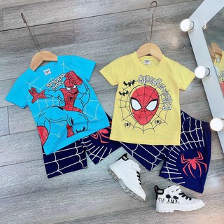 Bộ cộc tay bé trai mùa hè - Bộ hè siêu nhân nhện cho bé trai size 8-22kg