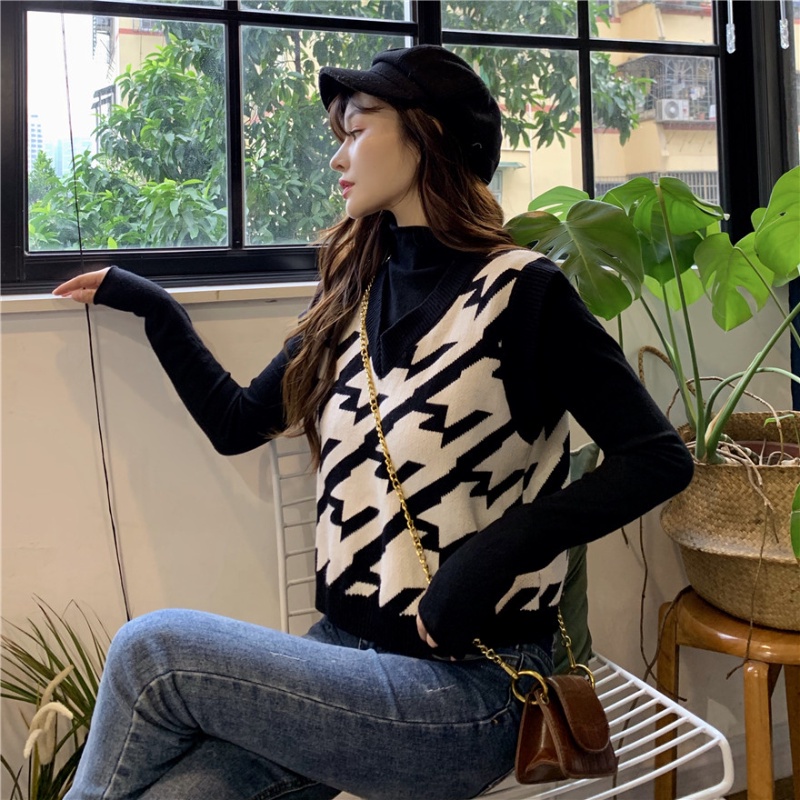 Áo sweater Perty dệt kim sát nách thời trang mùa thu phong cách Hàn Quốc cho nữ
