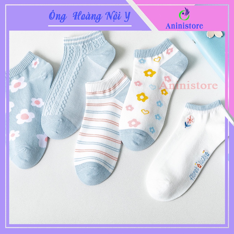 Tất cổ ngắn, vớ cổ ngắn nữ bông HOA XINH phong cách HÀN QUỐC (TP CN 006 – Aninistore)