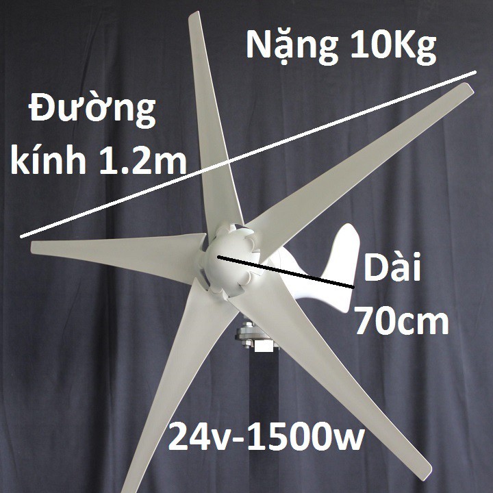 Máy phát điện gió 300w đến 1800w, 12vdc đến 48vdc, 5 cánh + sạc - ảnh sản phẩm 4