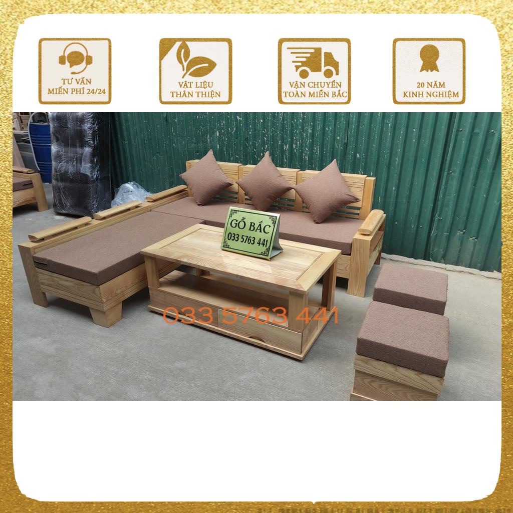 Ảnh thật kèm video sofa gỗ sồi nga góc L 2mx1m8 giá tại xưởng - ghế sofa ghees sofa ghế sôfa