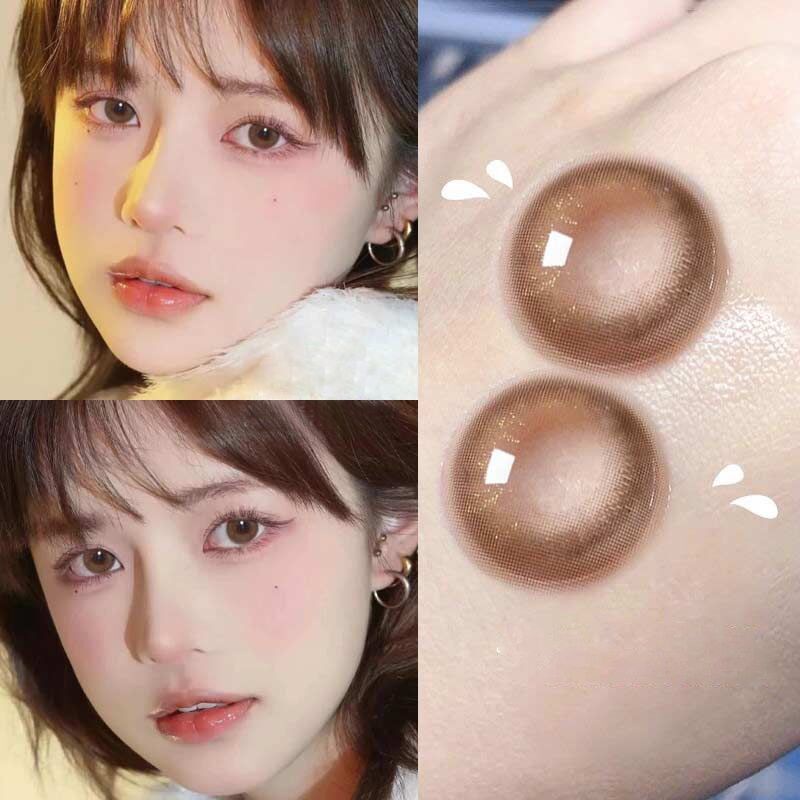 YIMEIXI Kính áp tròng màu Silicon Hydrogel 14.0MM Kính áp tròng màu Brown 2 miếng Trang điểm hàng năm Làm lens đẹp Sinh viên Cận thị Kính áp tròng