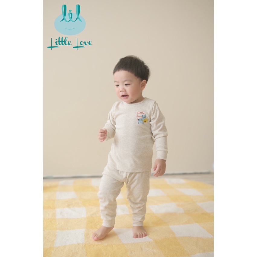 [CHÍNH HÃNG] Bộ dài tay bo gấu vải tăm 2022 họa tiết trẻ em thu đông Little Love