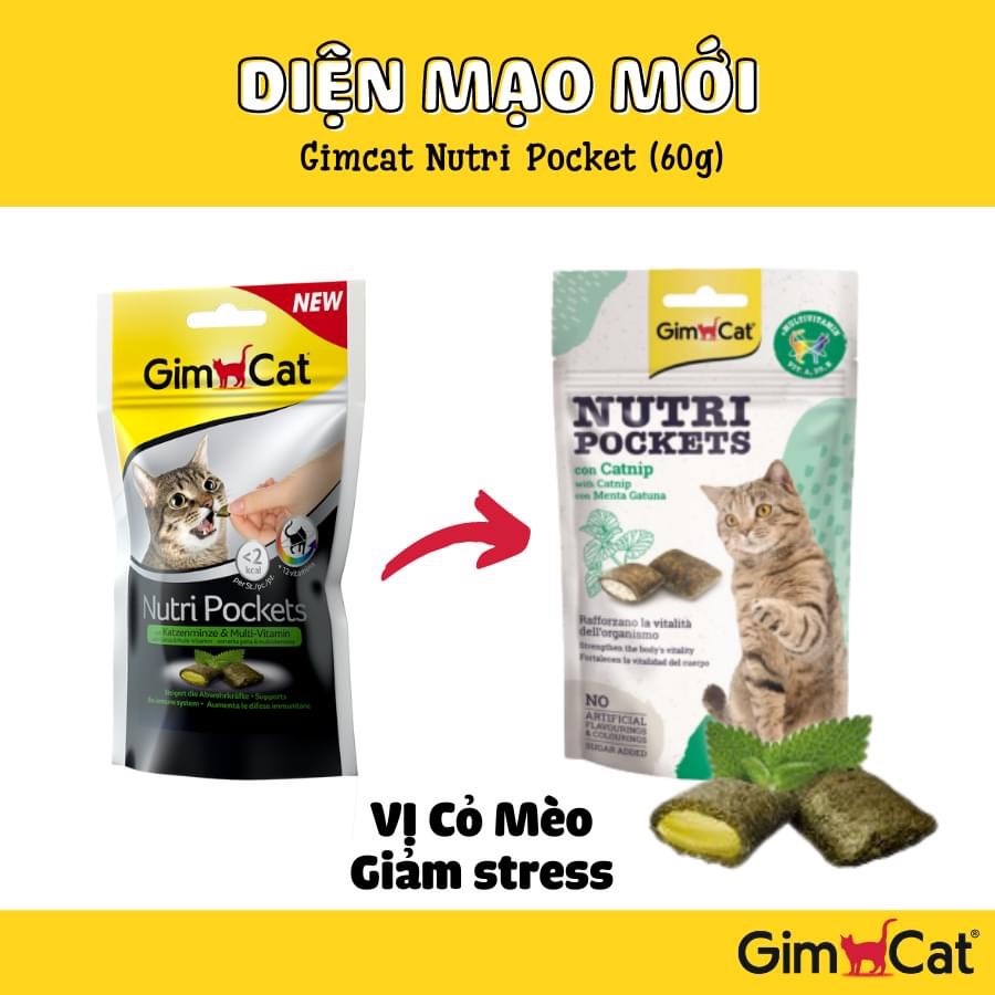 [Ảnh thật] Bánh Quy Giòn Có Nhân GimCat cho mèo – Gim Cat Nutri Pockets 60g&amp;150g