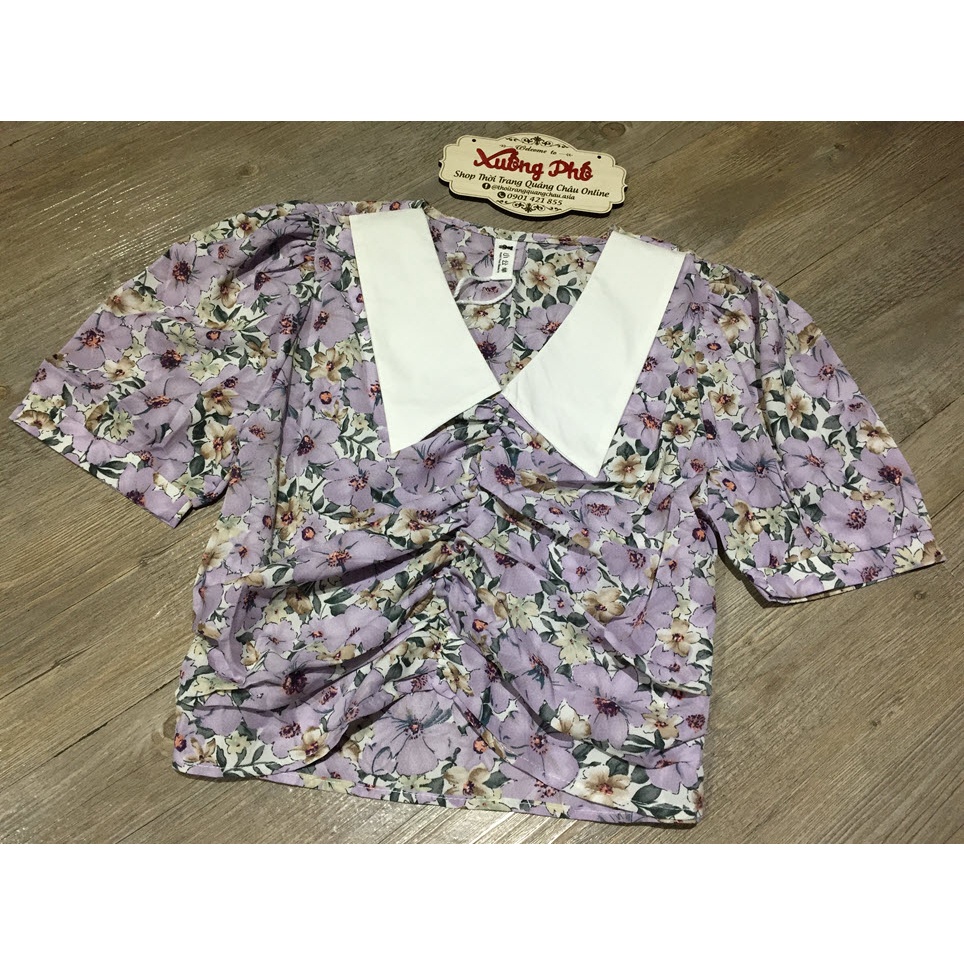 Áo Croptop Hoa Tím “Phong Cách Hàn Quốc” Mã QC72