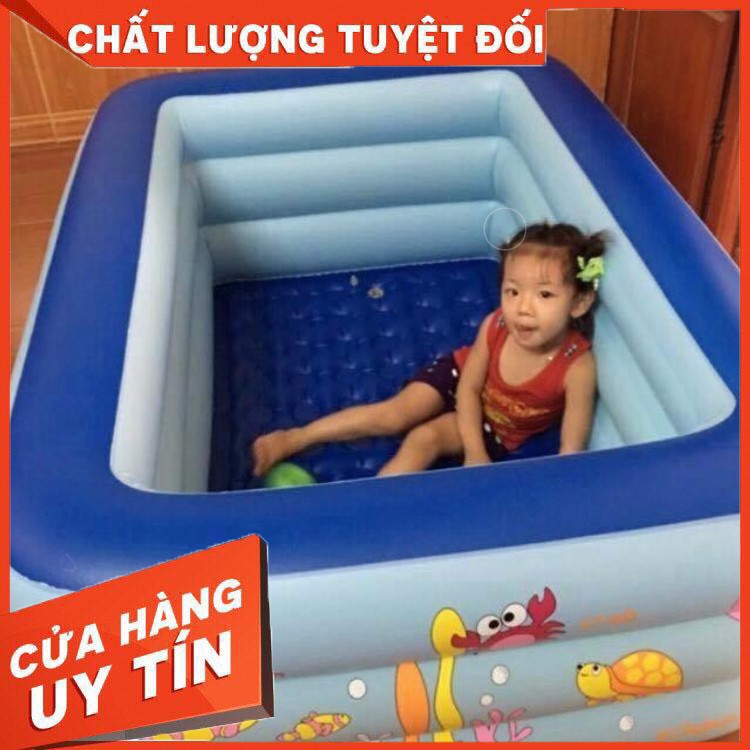 Bể bơi phao 2-3 tầng hình chữ nhật tắm cho bé