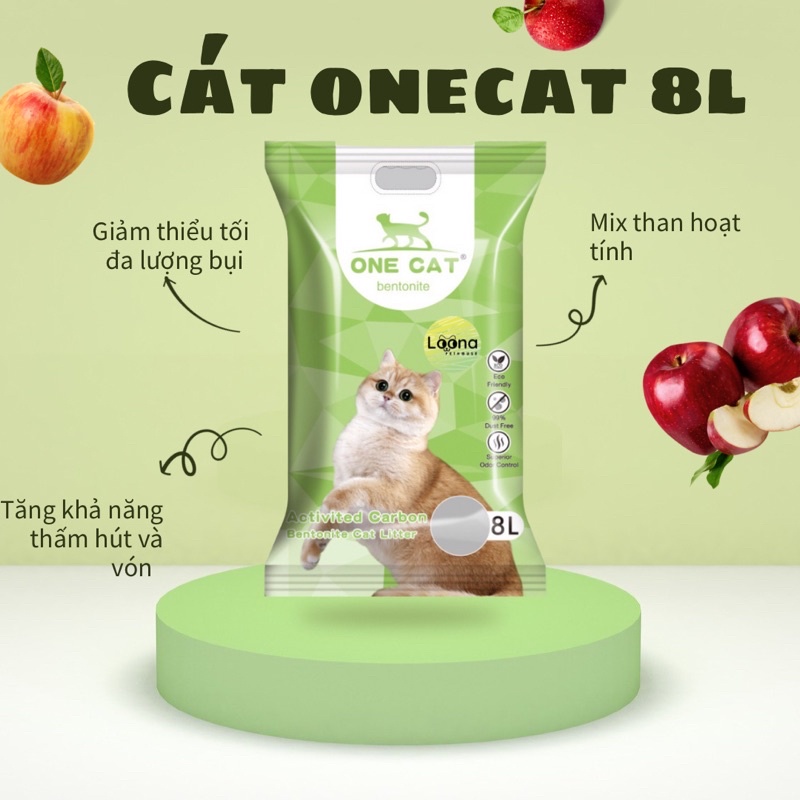 Cát đất sét than hoạt tính ít bụi One Cat cho mèo 8L-4kg