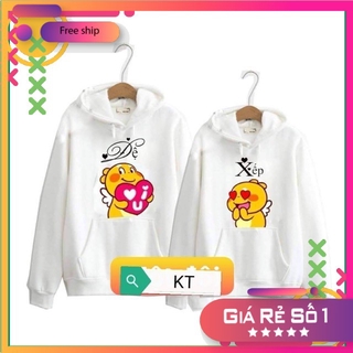 Áo hodie đôi mũ xếp đệ hình cực Cute