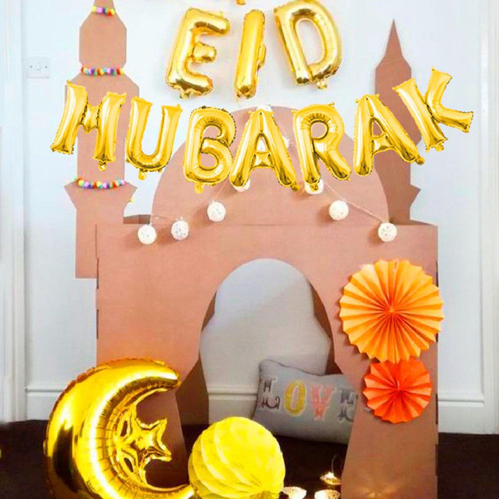 Bong Bóng Lá Nhôm Bơm Hơi Họa Tiết Eid Mubarak Phong Cách Hồi Giáo Trang Trí Tiệc Mừng Năm Mới