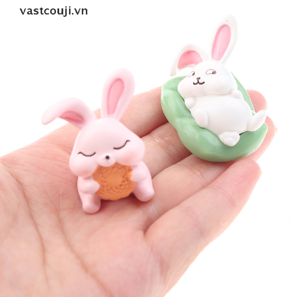 Phụ Kiện Trang Trí Tiểu Cảnh Hình Thỏ Bánh Trung Thu