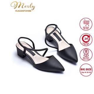 Giày sandal gót thấp họa tiết Merly 1047