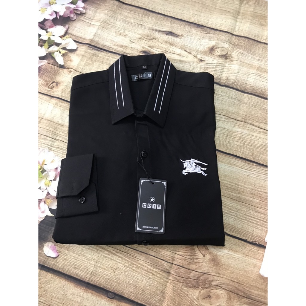 Áo Sơ Mi Nam Thêu Họa Tiết 2 Màu Trắng Đen - Aru Shop | BigBuy360 - bigbuy360.vn