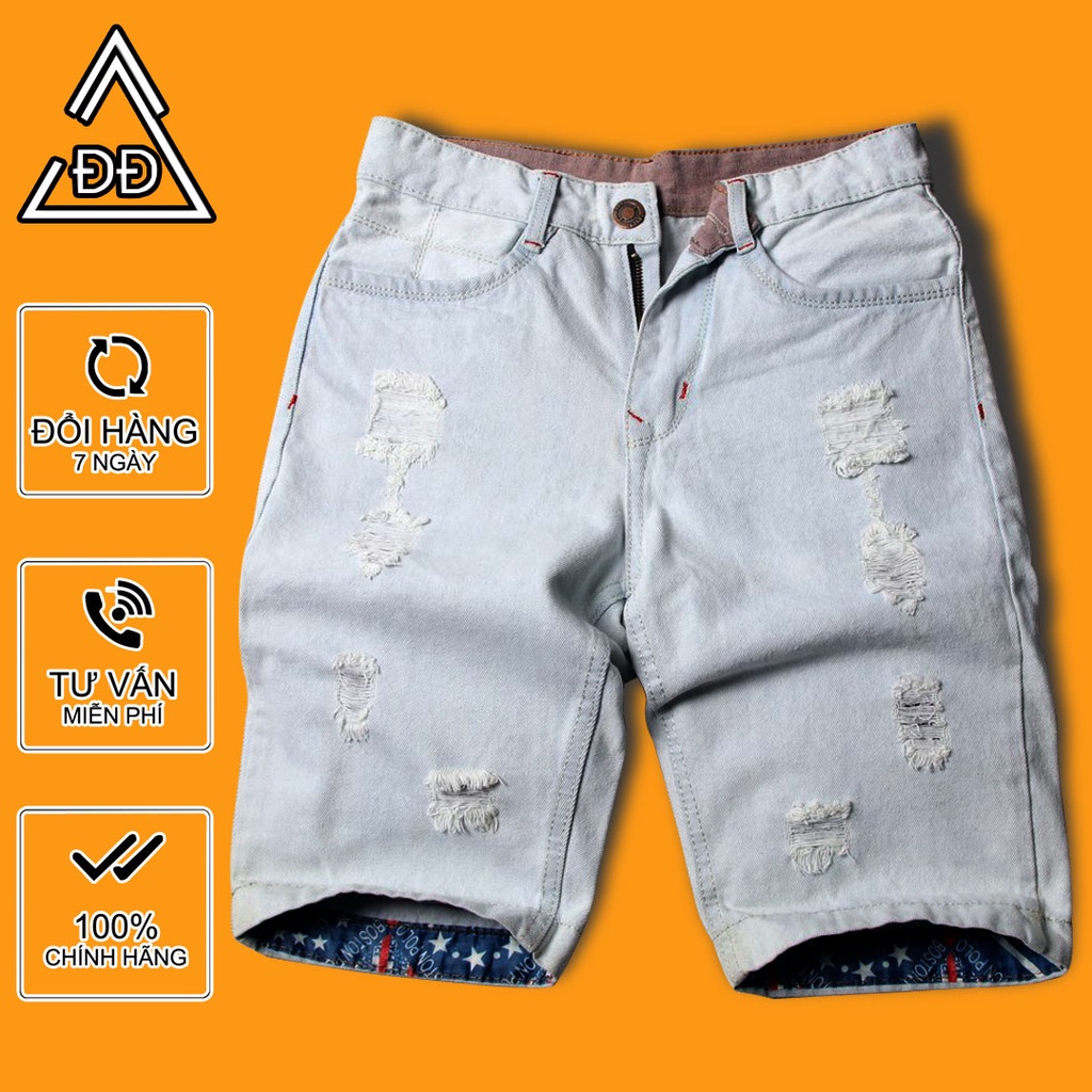 Quần short jean nam xanh bạc rách DD32 Shop ĐỊCH ĐỊCH