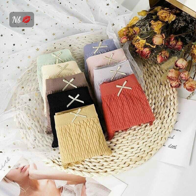 [Hộp 5 chiếc] Quần lót MUJI nữ, quần chip cotton kẻ tăm xuất Nhật