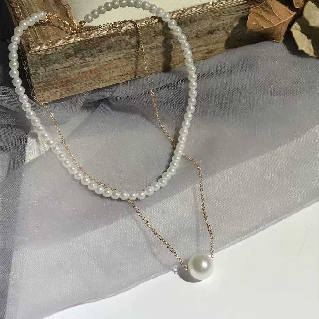 DDFI - Vòng cổ 2 lớp trang sức ngọc trai Hàn Quốc đơn giản ngọc trai E1D14 | BigBuy360 - bigbuy360.vn