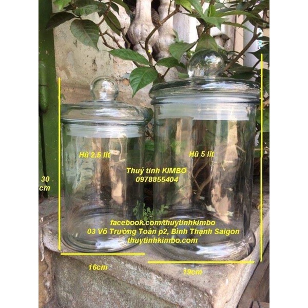 Hủ thuỷ tinh 2.5 lít có nắp đậy ngâm rượu hoặc mật ong chanh đường